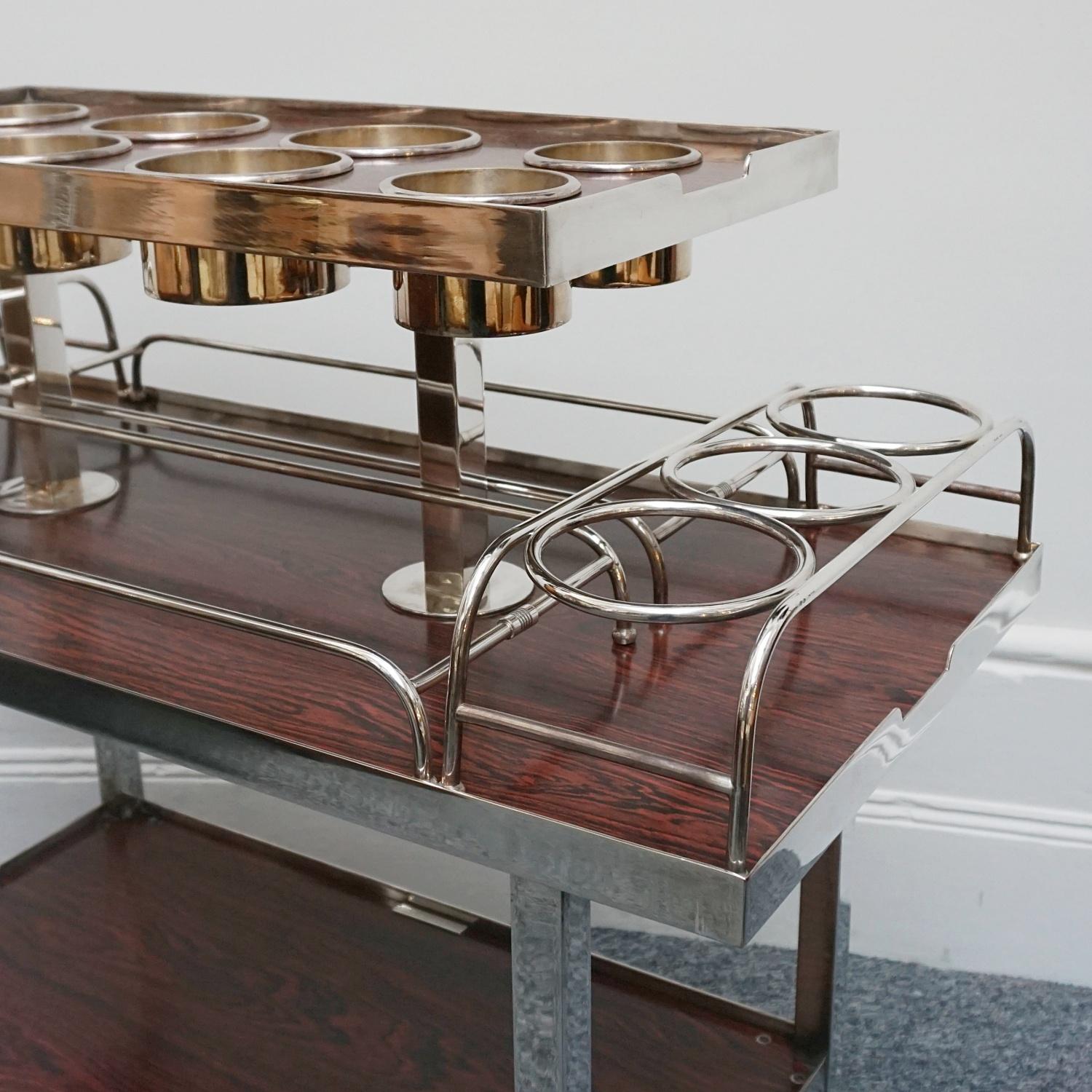 Mid-Century Modern Mid-Century Silver Plate and Chrome Drinks Trolley by Drakes Silversmiths