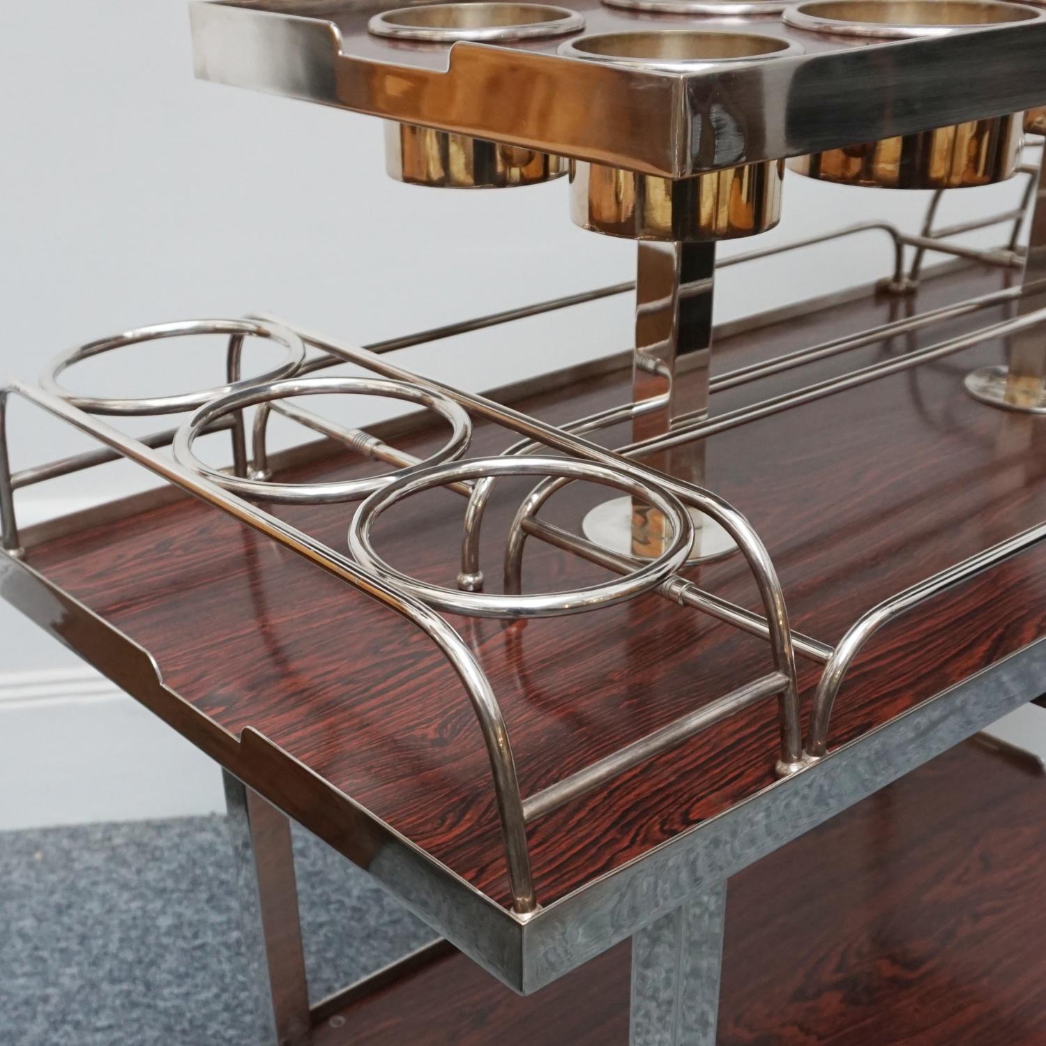 20th Century Mid-Century Silver Plate and Chrome Drinks Trolley by Drakes Silversmiths