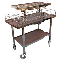 Mid-Century Silver Plate and Chrome Drinks Trolley by Drakes Silversmiths