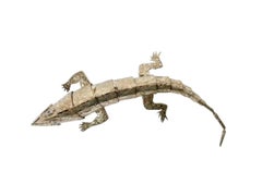 Mid-Century Silver Plate Articulated Iguana Bottle Opener Marked Castillo