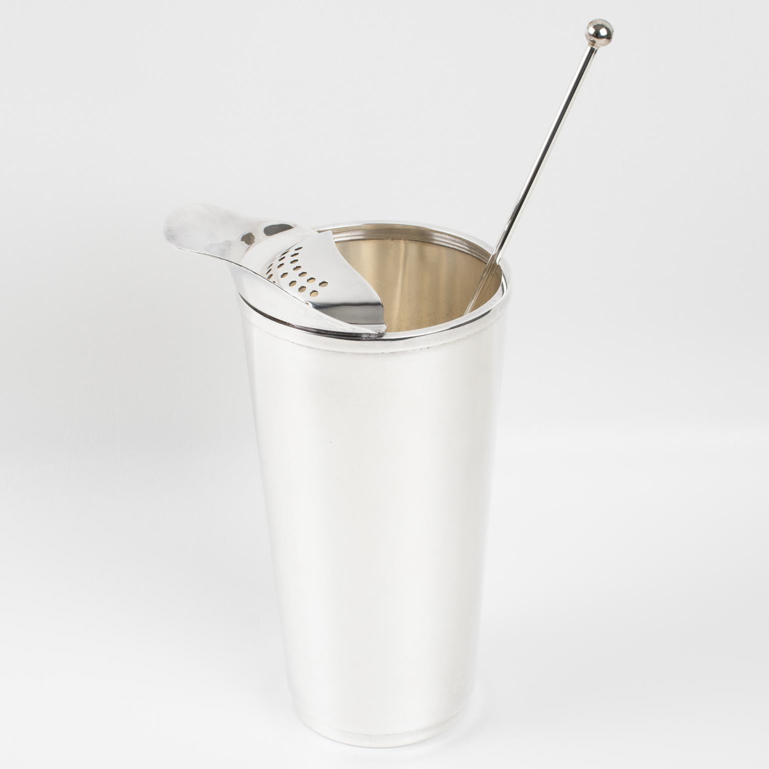 English Mid-Century Silver Plate Barware Cocktail Martini Pitcher