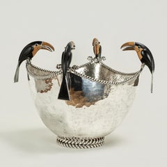 Cuenco o enfriador de vino de mediados de siglo con tucanes de Emilia Castillo