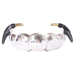 Mid-Century Silver Plate Bowl with Toucans by Los Castillo
