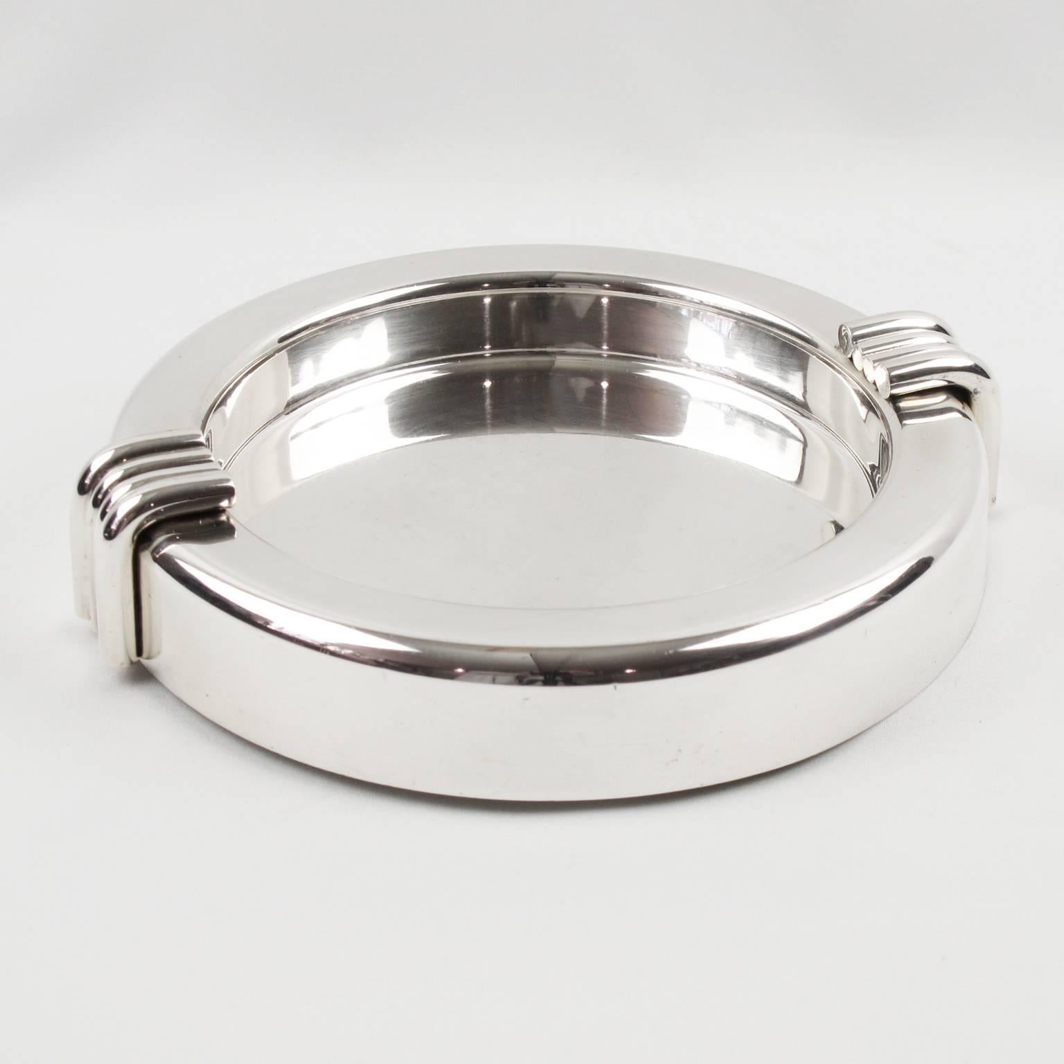 Christian Dior Modernist Silver Plate Large Cigar Ashtray Desk Tidy Catchall In Excellent Condition In Atlanta, GA