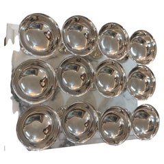 Set di 2 coupe' in argento della meta' del secolo, fabbricati in Spagna, disponibili 6 set