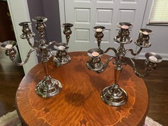 Mid century silver plate five arm Candelabra a pair