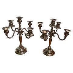 Mid century silver plate five arm Candelabra a pair