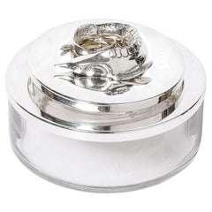 Mid-Century Silver Plate & Glass Caviar Service with Sculptural Sturgeon Handle