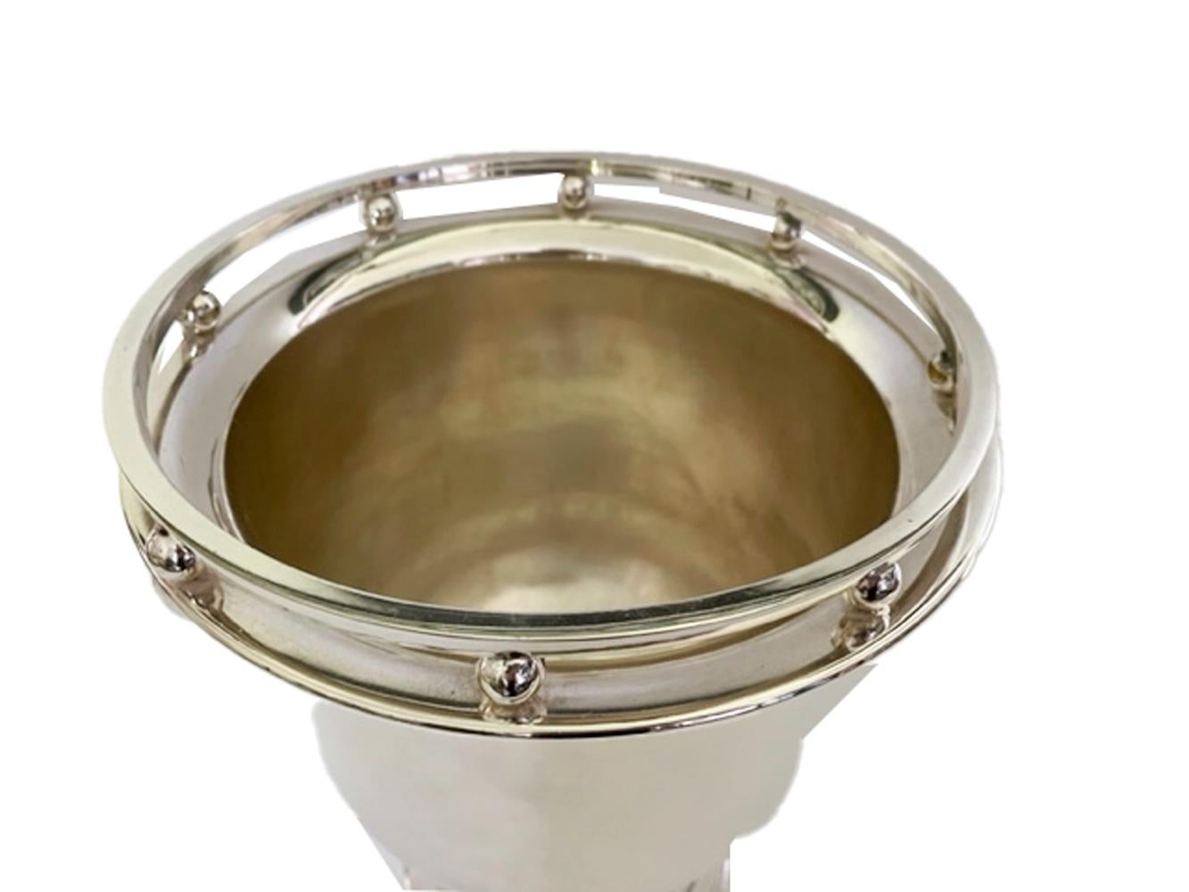 Midcentury Silver Plate Pedestaled Wine / Champagne Bucket W/Galleried Rim For Sale 7