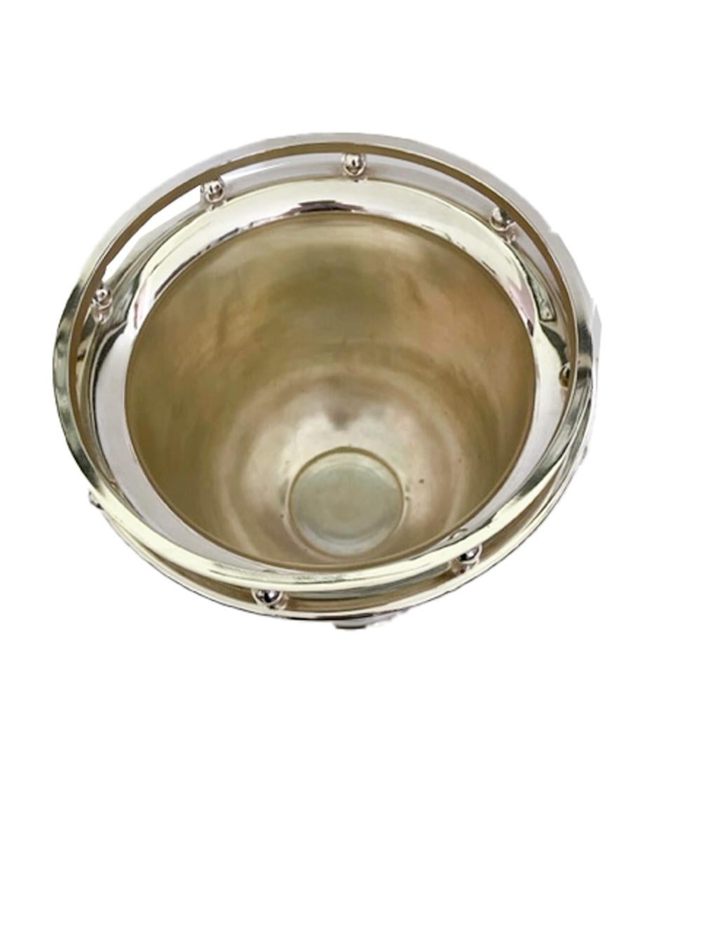 Midcentury Silver Plate Pedestaled Wine / Champagne Bucket W/Galleried Rim For Sale 8