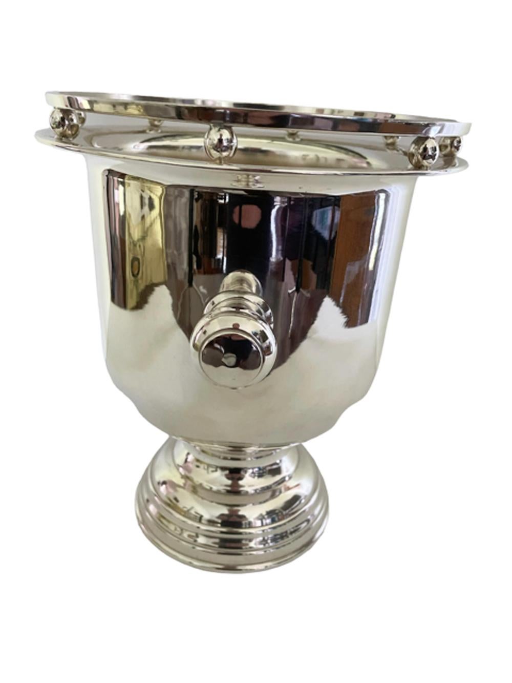 Mid-Century Modern Midcentury Silver Plate Pedestaled Wine / Champagne Bucket W/Galleried Rim For Sale