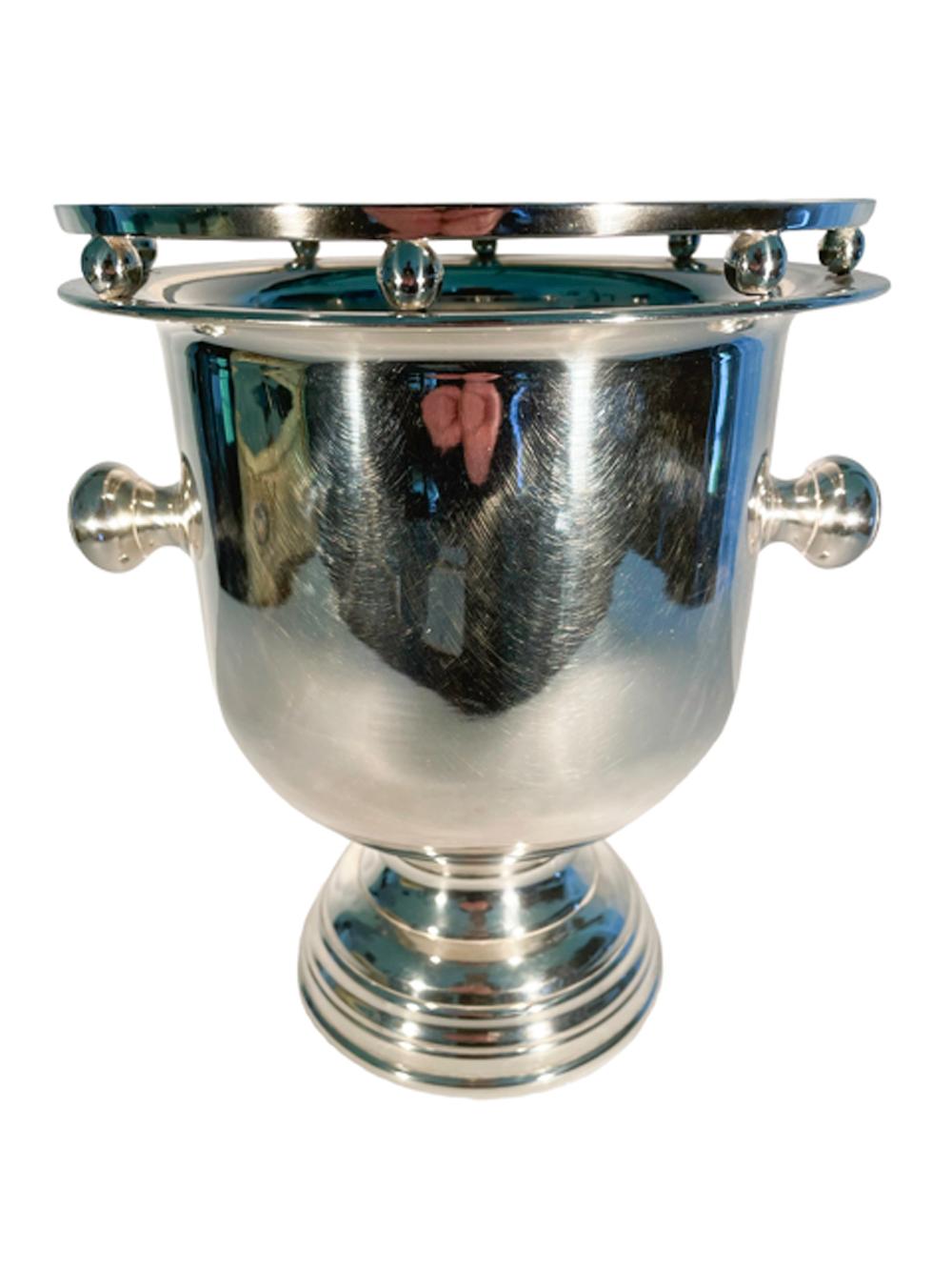 Midcentury Silver Plate Pedestaled Wine / Champagne Bucket W/Galleried Rim For Sale 4