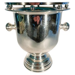 Vintage Midcentury Silver Plate Pedestaled Wine / Champagne Bucket W/Galleried Rim