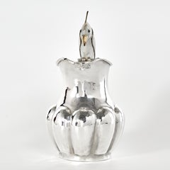 Mid Century Silver Plate Pitcher with Bird Handle by Los Castillo