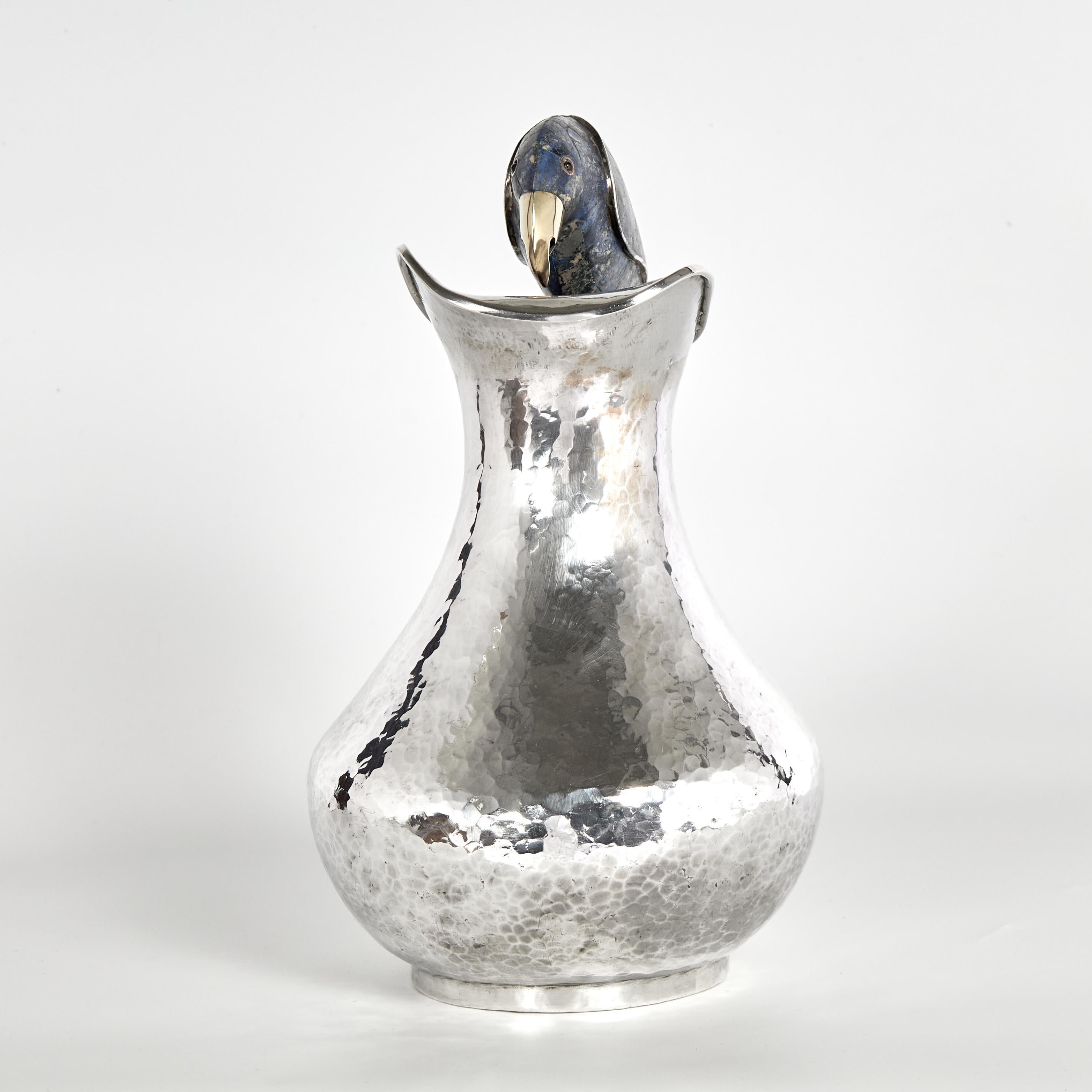 Mid-Century Modern Mid Century Silver Plate Pitcher with Bird Handle by Los Castillo For Sale