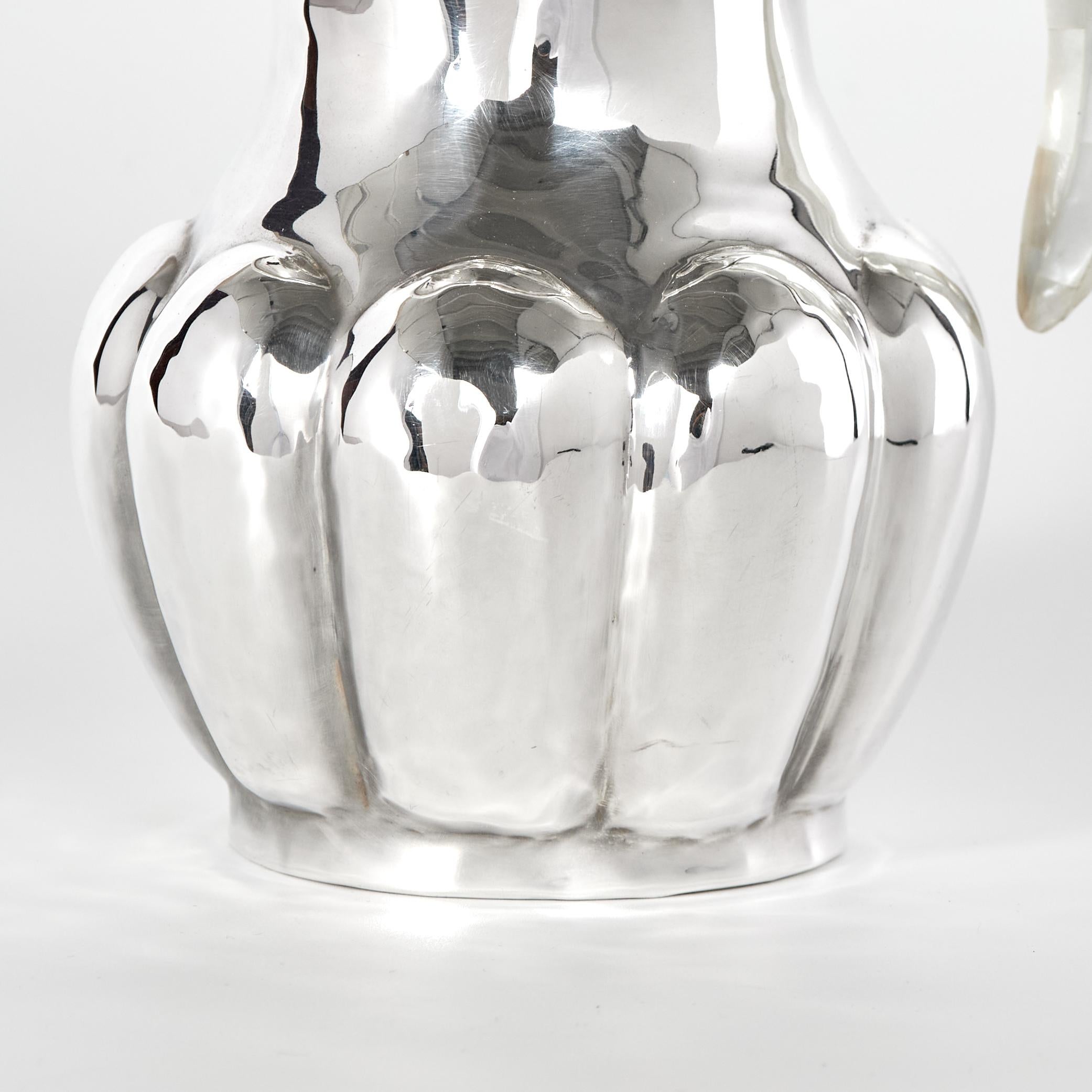 Mid Century Silver Plate Pitcher with Bird Handle by Los Castillo 1