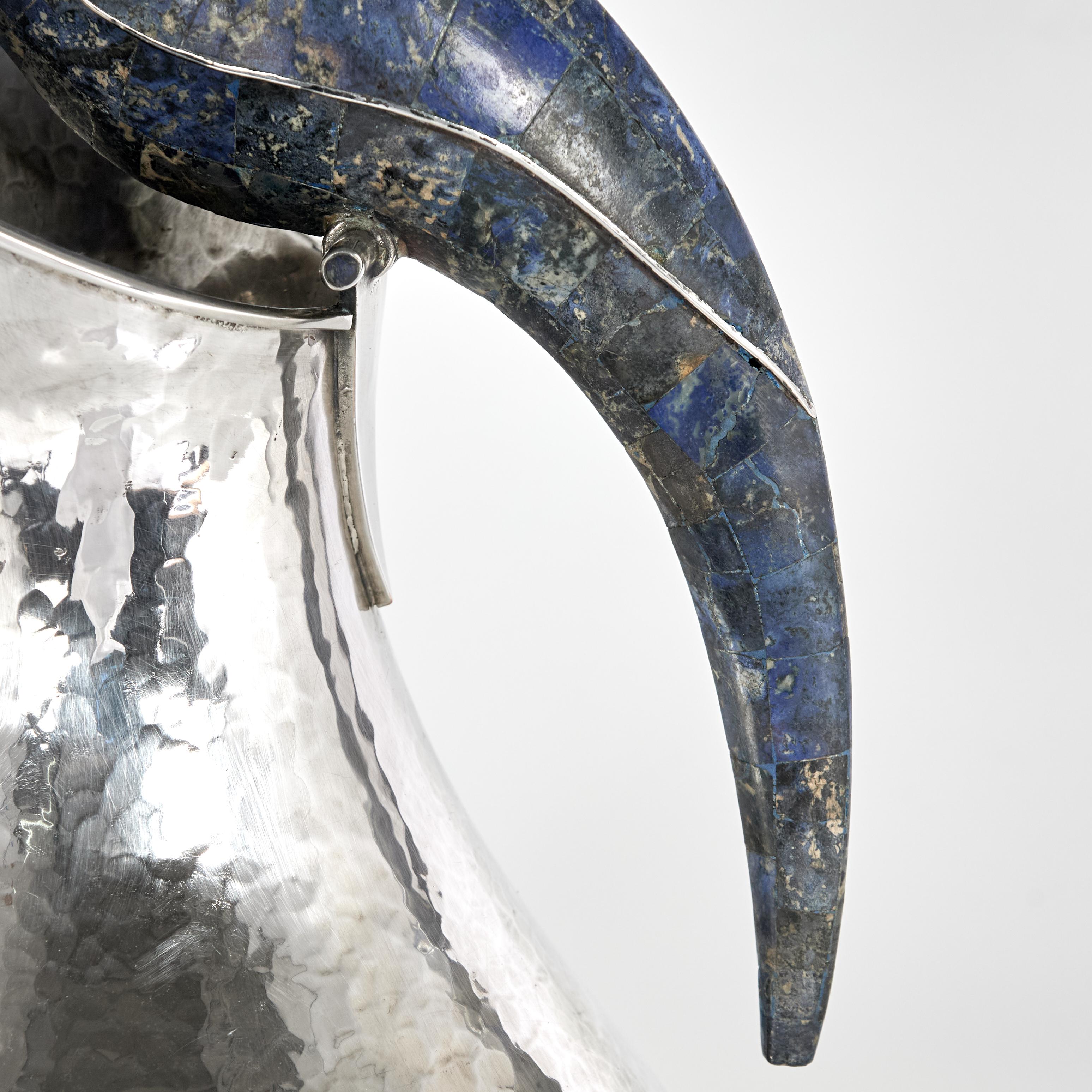 Mid Century Silver Plate Pitcher with Bird Handle by Los Castillo For Sale 1