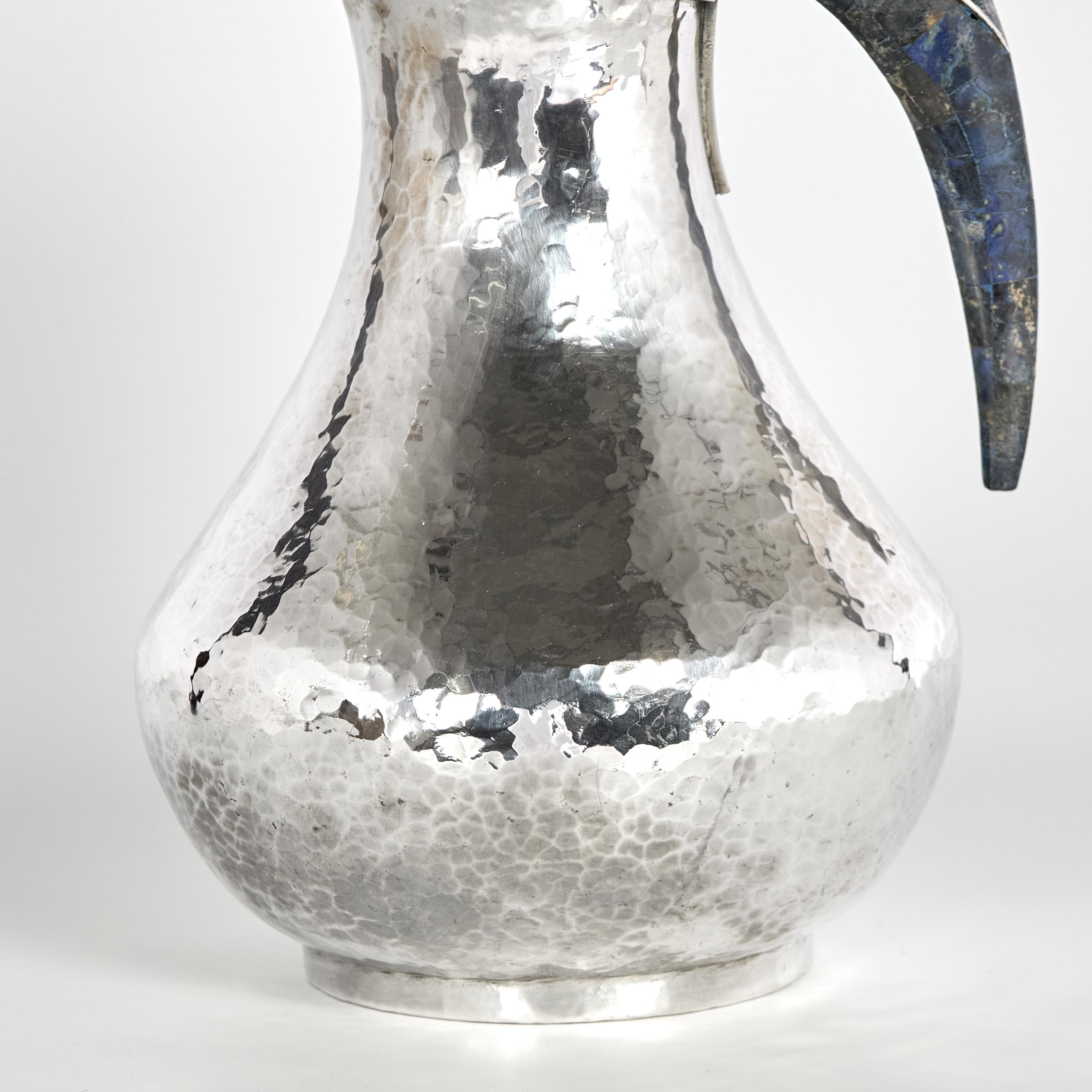 Mid Century Silver Plate Pitcher with Bird Handle by Los Castillo For Sale 2