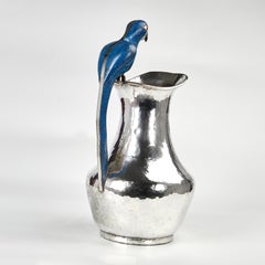 Mid Century Silver Plate Pitcher with Parrot Handle by Los Castillo