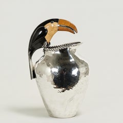 Mid Century Silver Plate Pitcher with Toucan Handle by Emilia Castillo