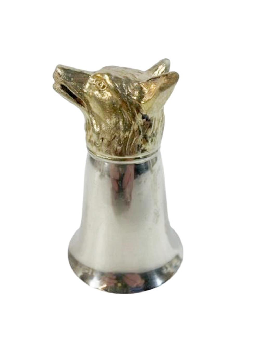 Coppa della staffa in argento di metà secolo con testa di volpe dorata (2 disponibili) in vendita 4