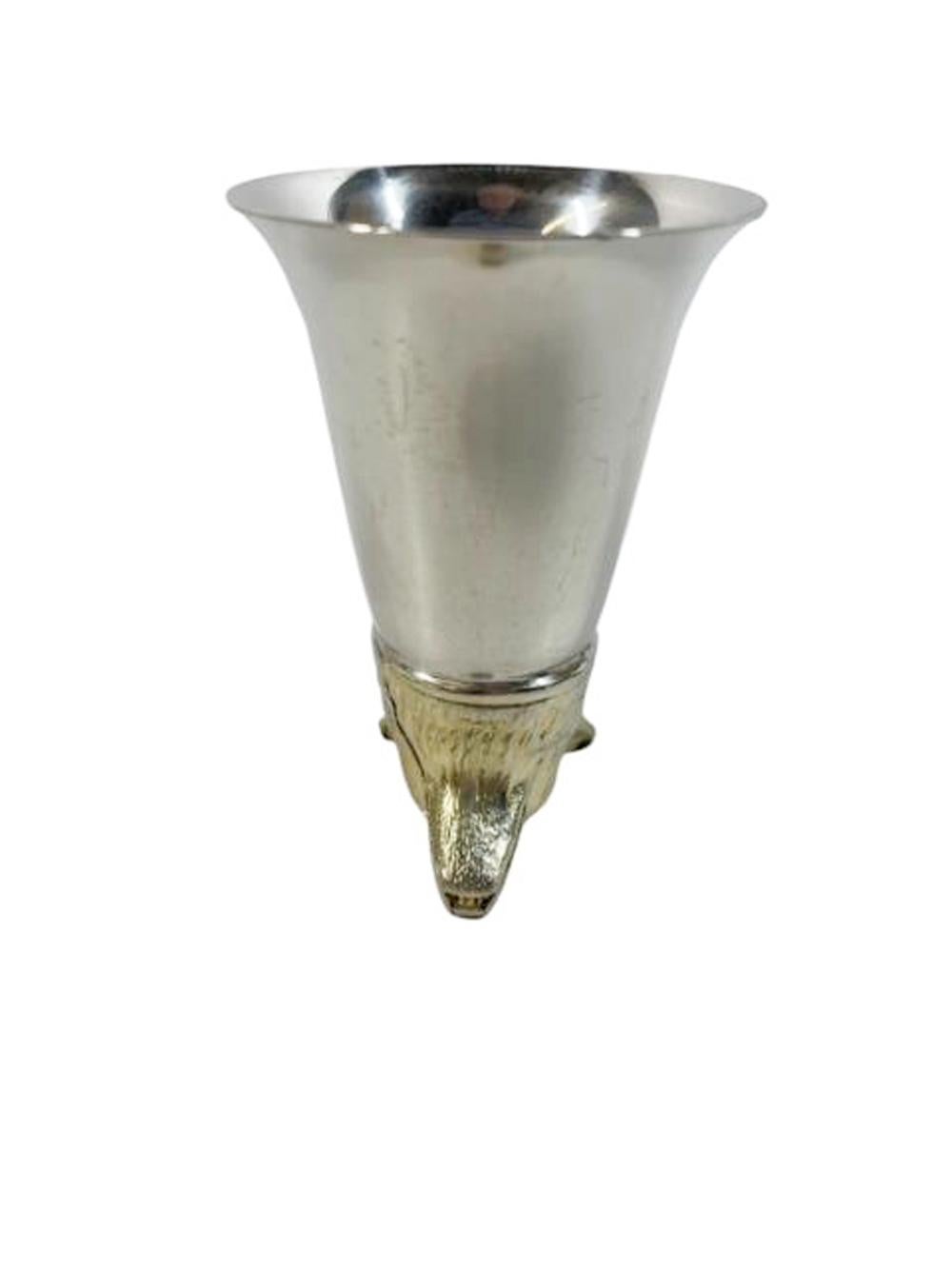 Coppa della staffa in argento di metà secolo con testa di volpe dorata (2 disponibili) in vendita 5