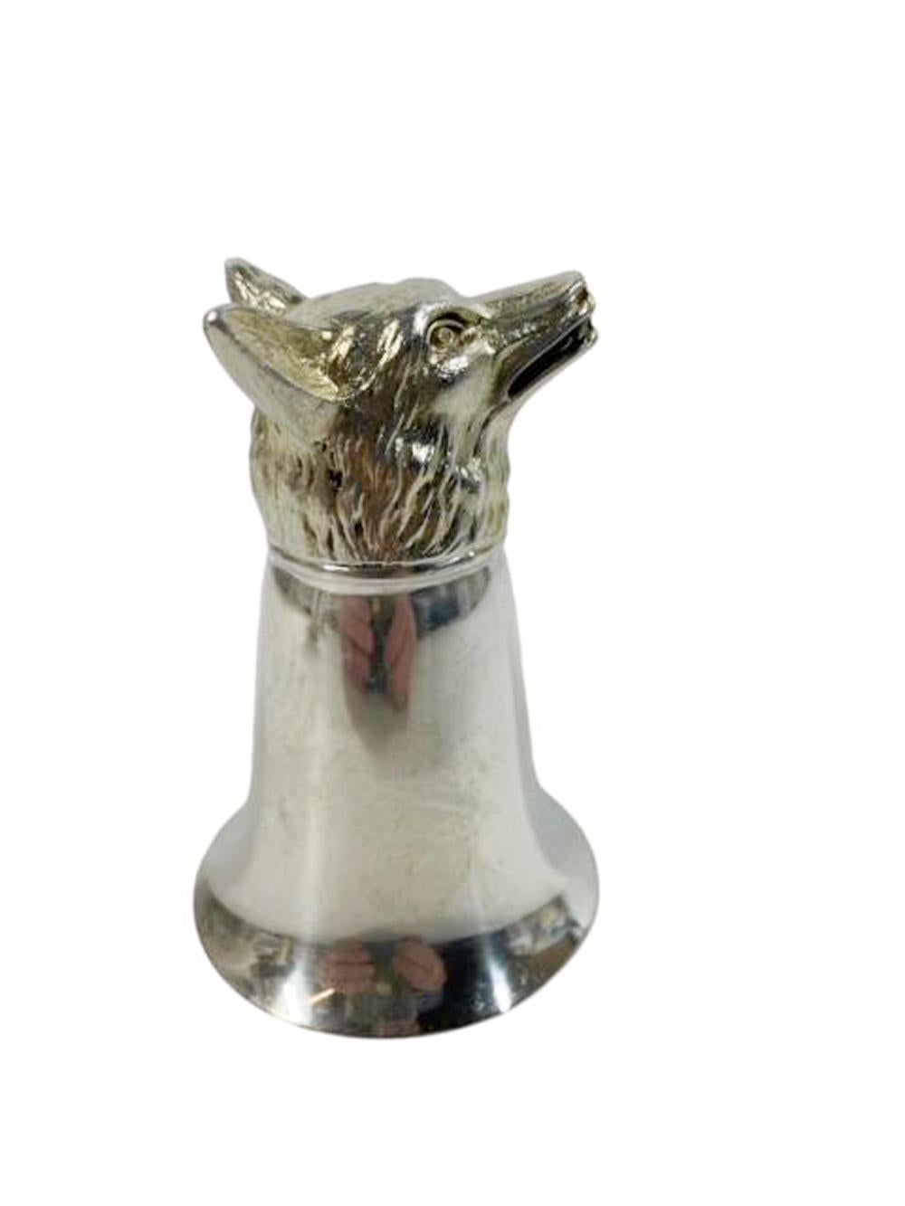 Placcato argento Coppa della staffa in argento di metà secolo con testa di volpe dorata (2 disponibili) in vendita