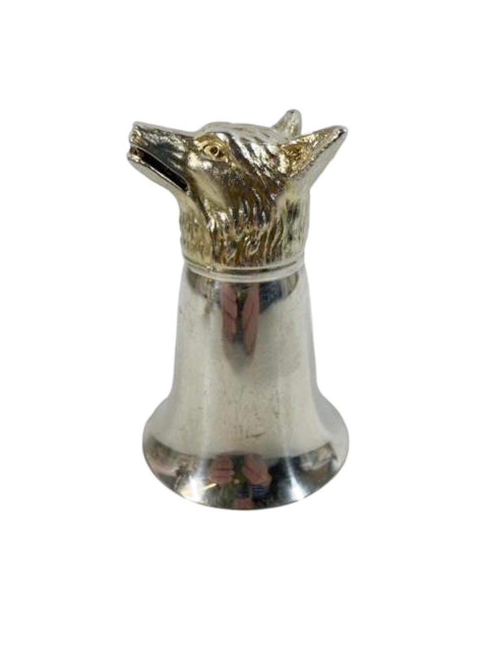 Coppa della staffa in argento di metà secolo con testa di volpe dorata (2 disponibili) in vendita 1