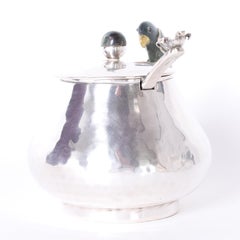 Versilberte Zuckerschale und Löffel von Los Castillo aus der Jahrhundertmitte