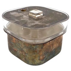 Mid-century silver-plated and glass ice bucket, Sambonet Italy 1970s