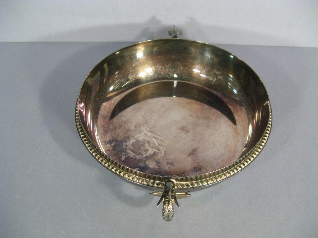 Mid-Century Silver-Plated Caviar Bowl with Sturgeon Handles -1Y20 3
