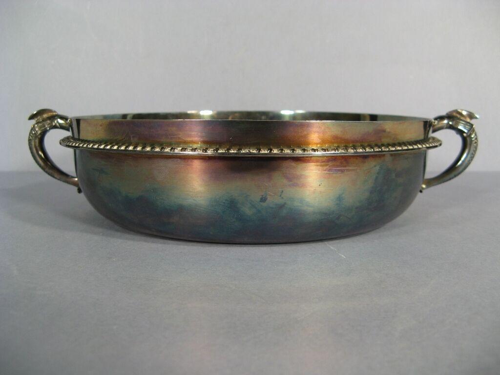Mid-Century Silver-Plated Caviar Bowl with Sturgeon Handles -1Y20 4