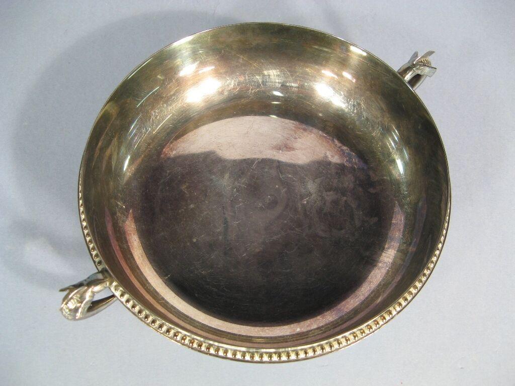 Mid-Century Silver-Plated Caviar Bowl with Sturgeon Handles -1Y20 5