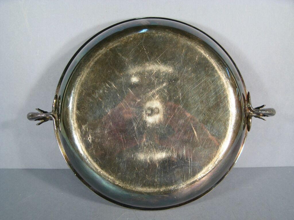 Empire Mid-Century Silver-Plated Caviar Bowl with Sturgeon Handles -1Y20