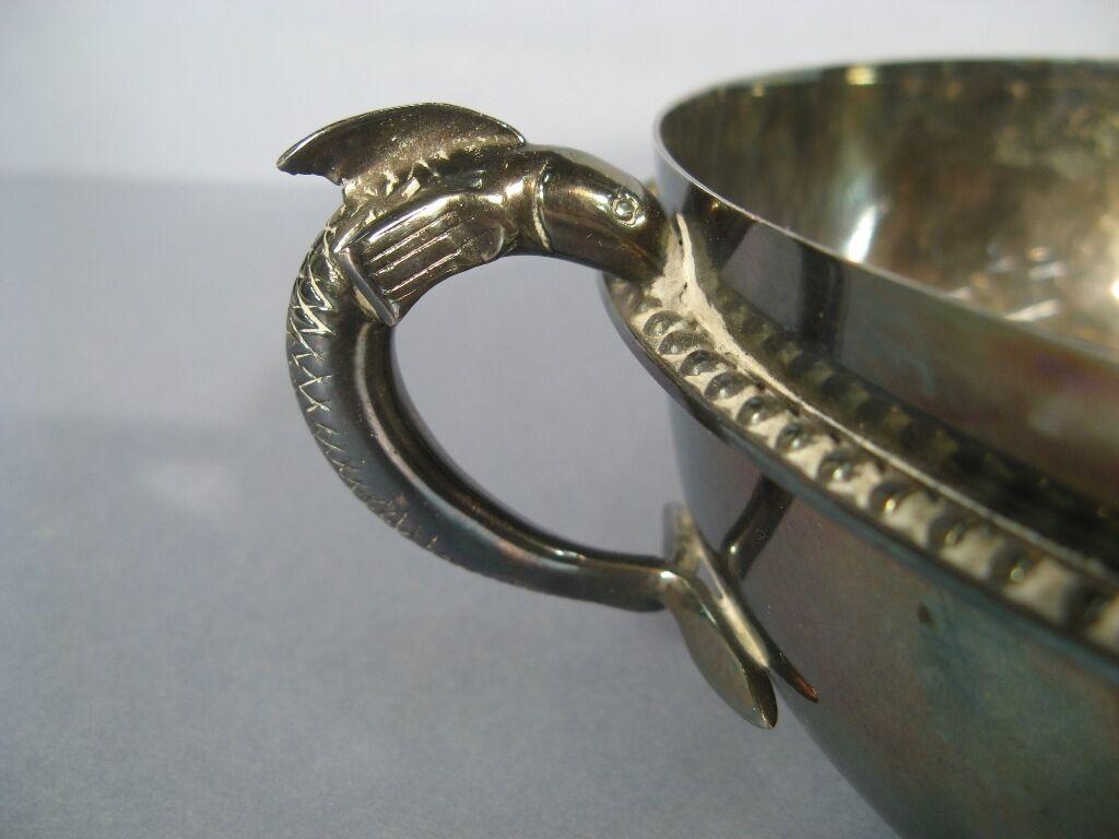 French Mid-Century Silver-Plated Caviar Bowl with Sturgeon Handles -1Y20