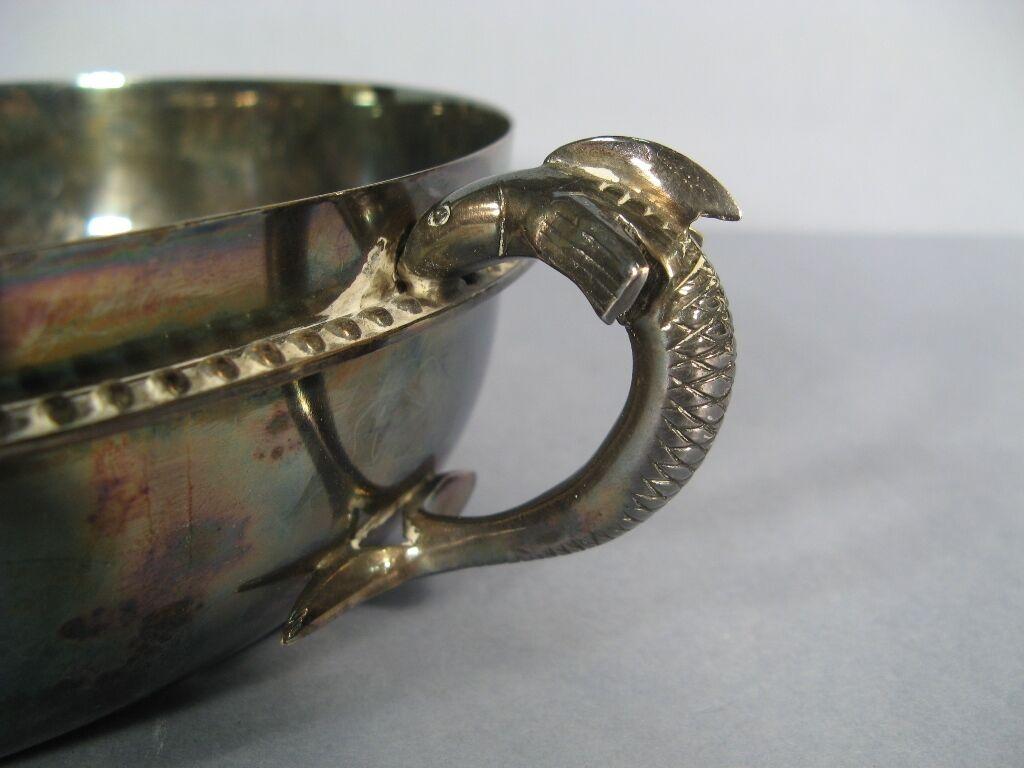 Mid-Century Silver-Plated Caviar Bowl with Sturgeon Handles -1Y20 In Good Condition In Bordeaux, FR