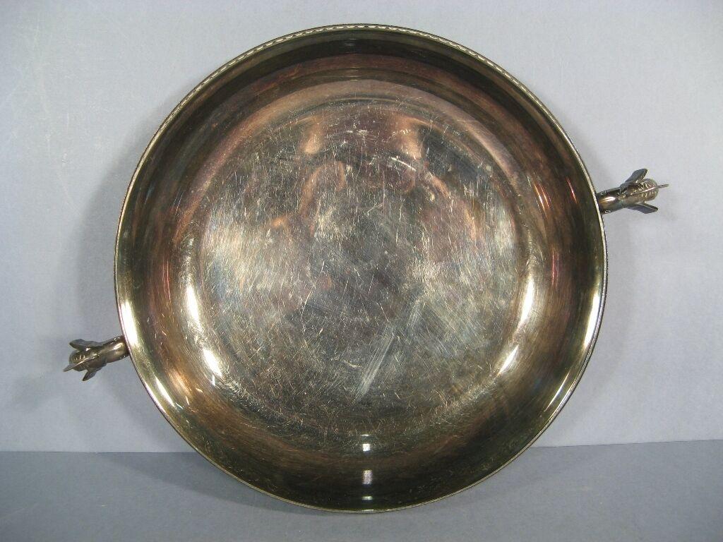 20th Century Mid-Century Silver-Plated Caviar Bowl with Sturgeon Handles -1Y20