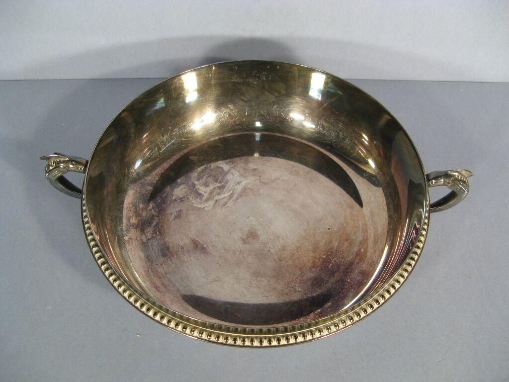 Mid-Century Silver-Plated Caviar Bowl with Sturgeon Handles -1Y20 1