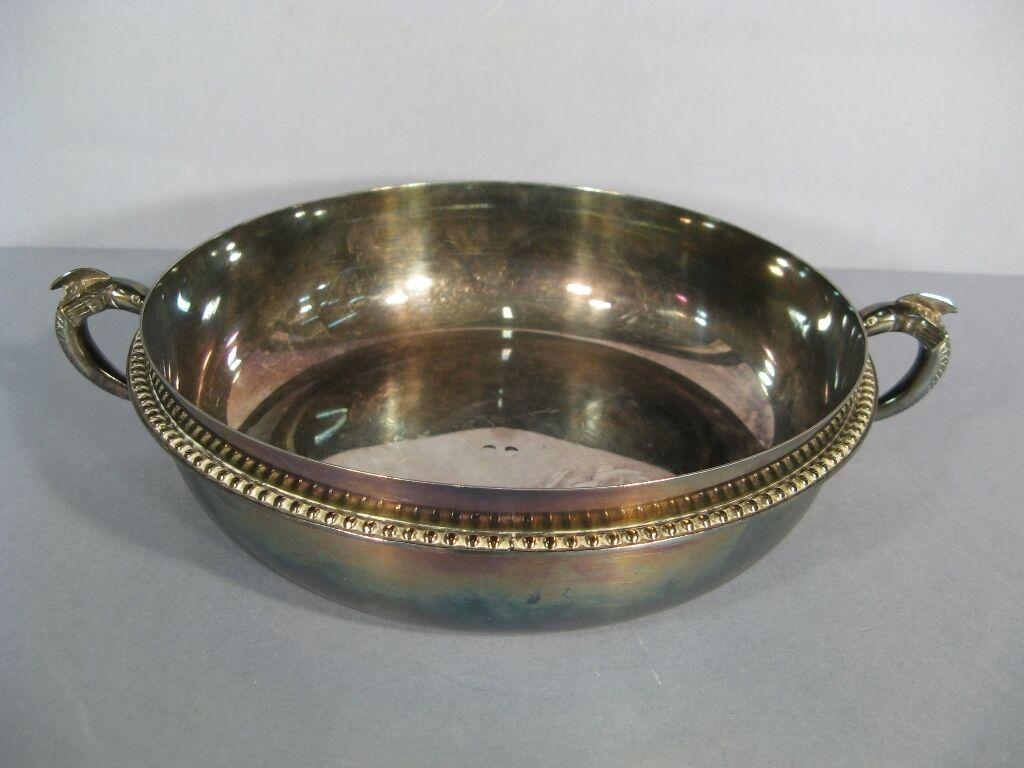 Mid-Century Silver-Plated Caviar Bowl with Sturgeon Handles -1Y20 2