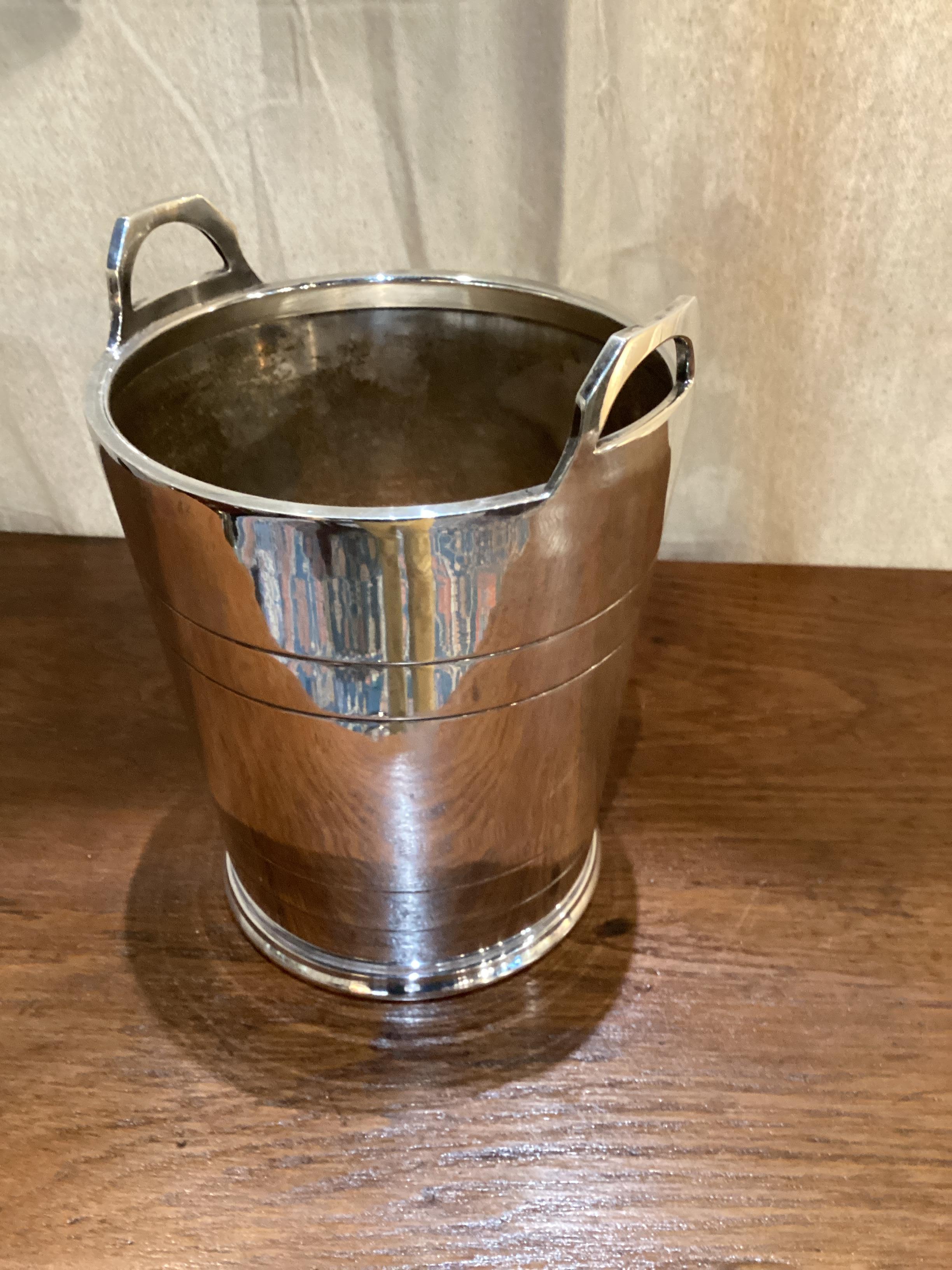 American Mid Century Silver Plated Champagne Bucket with Stand