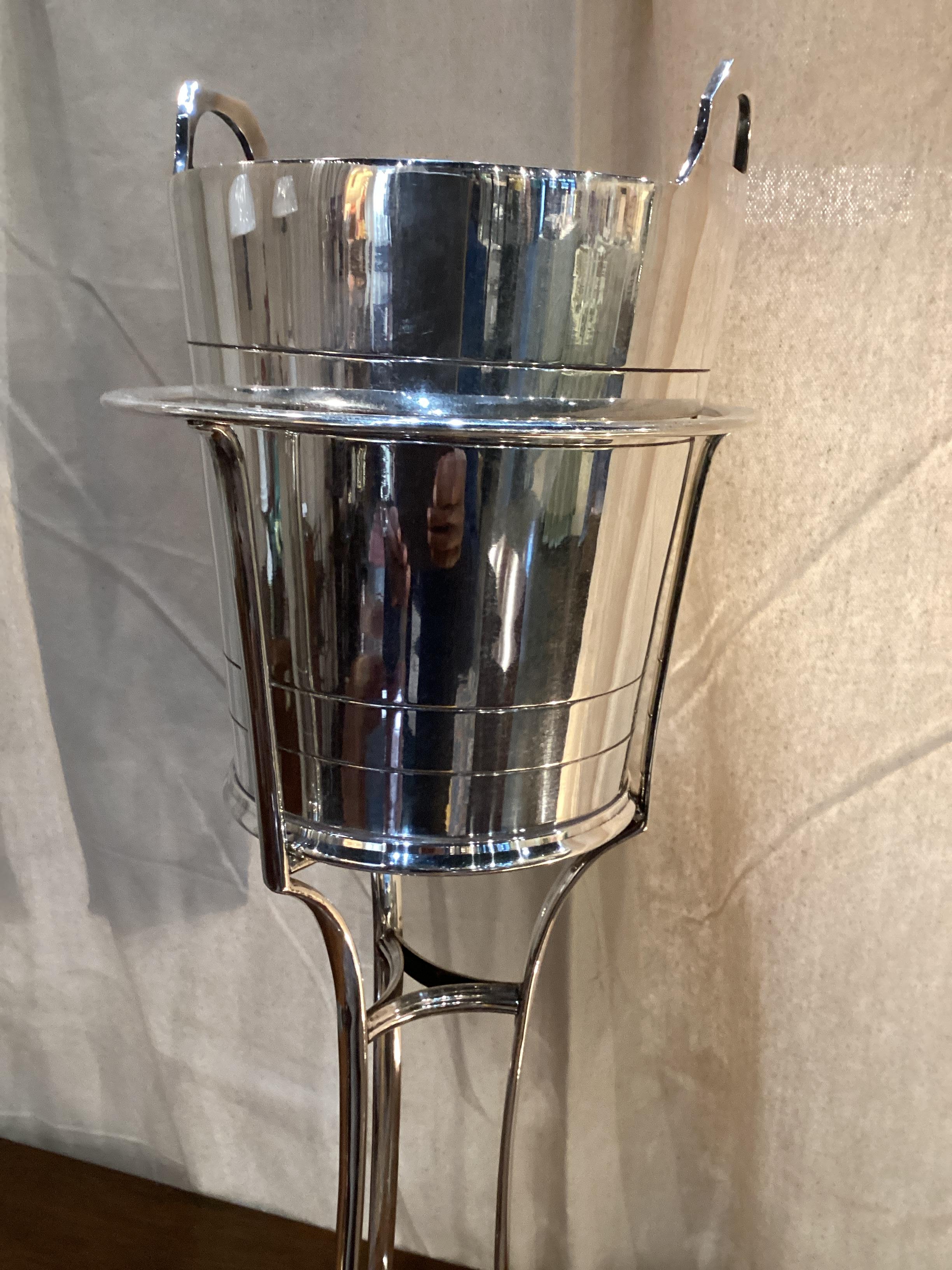 20th Century Mid Century Silver Plated Champagne Bucket with Stand