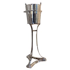 Retro Mid Century Silver Plated Champagne Bucket with Stand