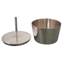 Mid century Silver plated Christofle sugar bowl, modernist handle, signed