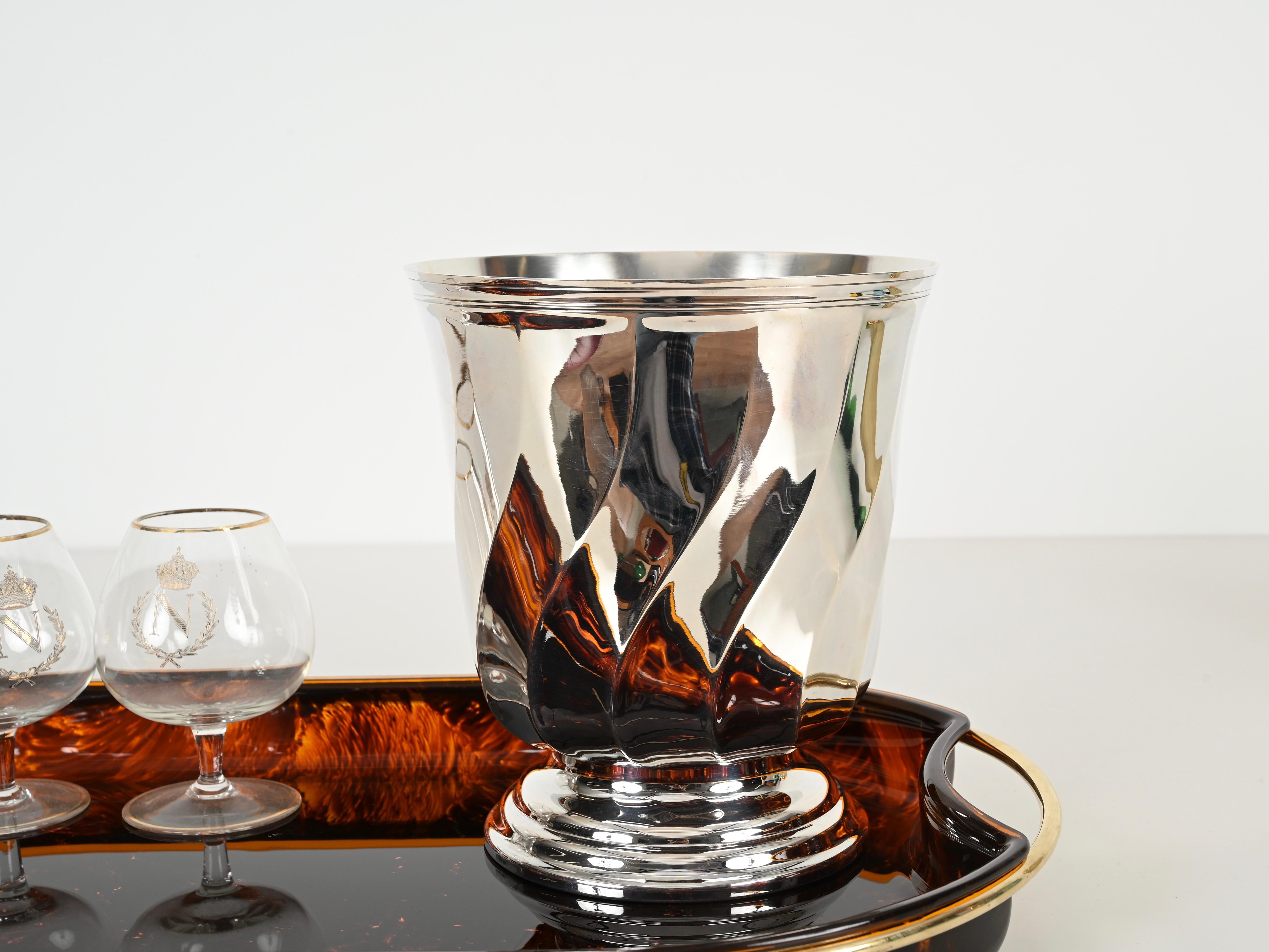 Mid-Century Silver Plated Ice Bucket Signed by Christofle, France 1980s 6