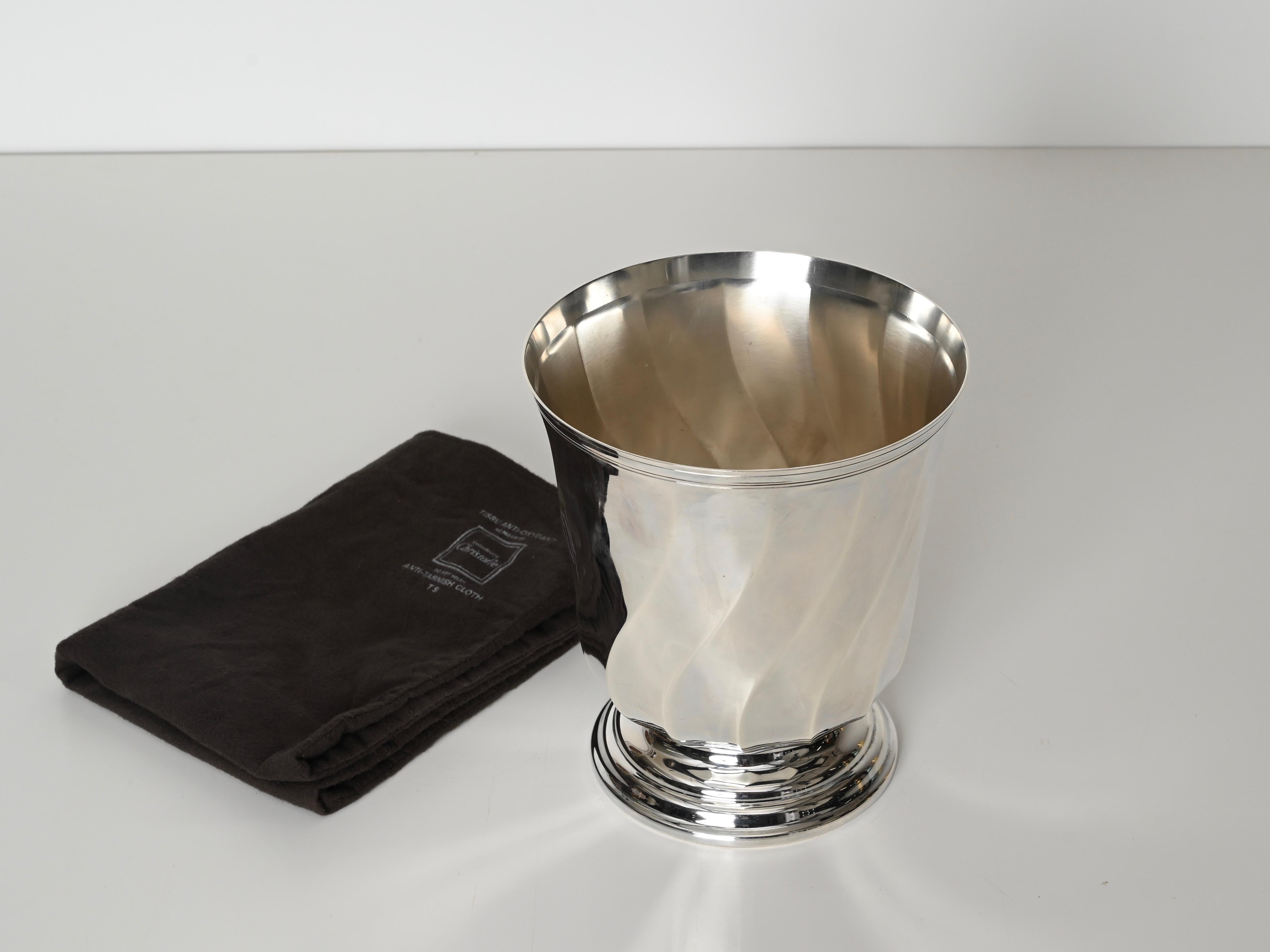 Mid-Century Silver Plated Ice Bucket Signed by Christofle, France 1980s 8