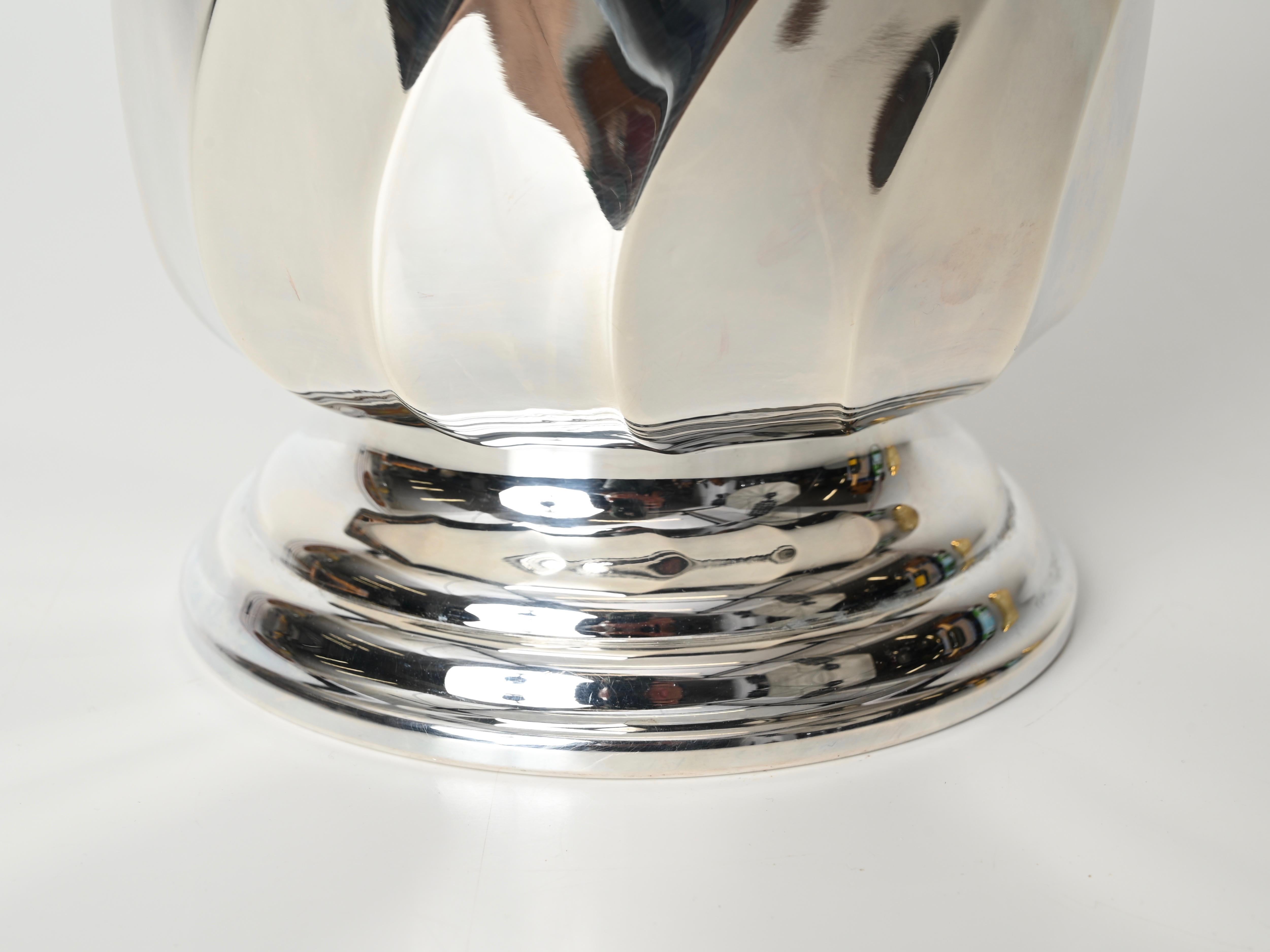Mid-Century Silver Plated Ice Bucket Signed by Christofle, France 1980s In Good Condition In Roma, IT