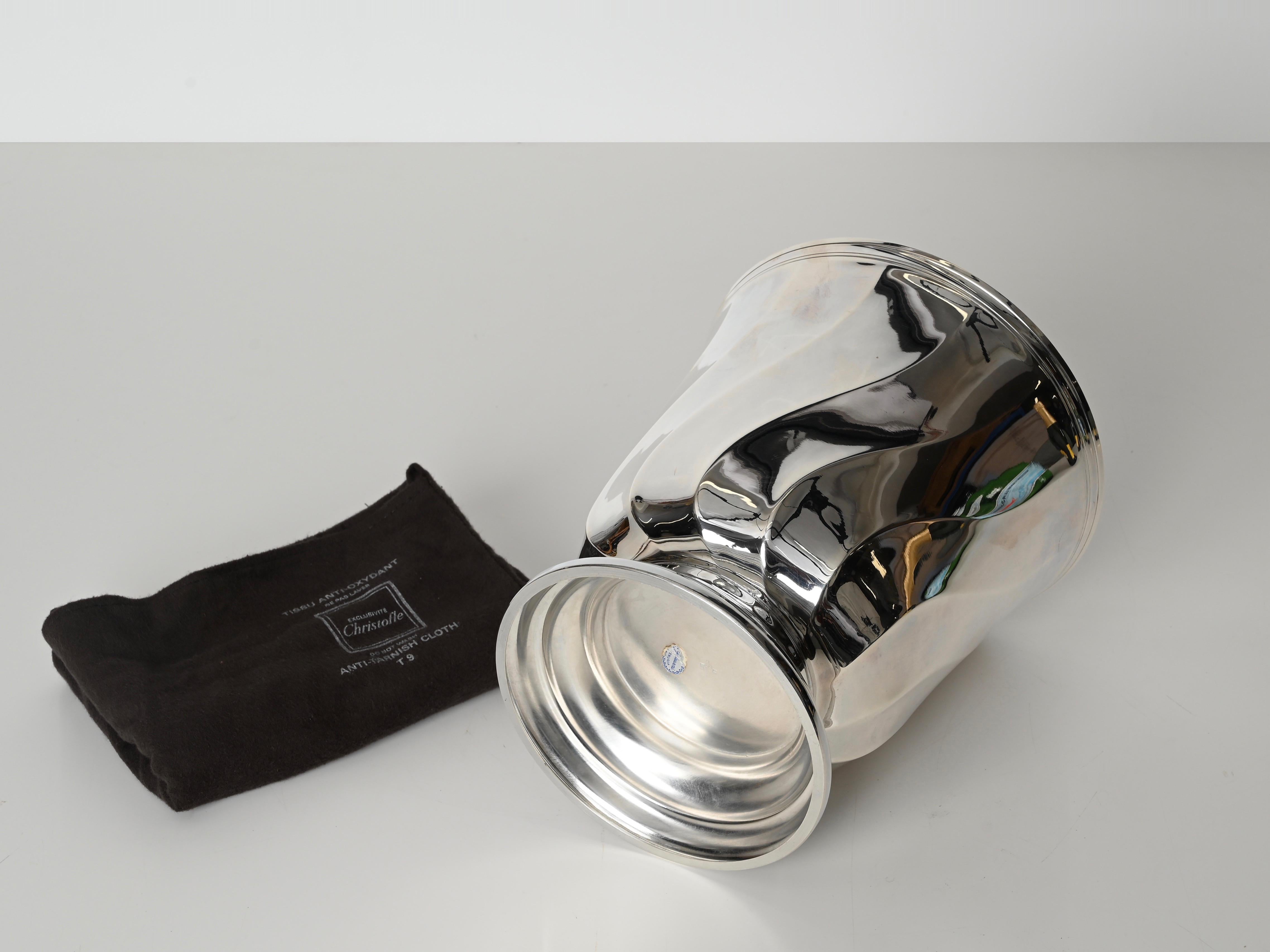 Mid-Century Silver Plated Ice Bucket Signed by Christofle, France 1980s 1