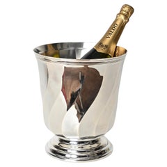 Mid-Century Silver Plated Ice Bucket Signed by Christofle, France 1980s