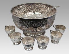 Mid-Century Silver-Plated Punch Bowl Set by The Sheffield Silver Co., USA
