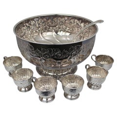 Mid-Century Silver-Plated Punch Bowl Set by The Sheffield Silver Co., USA